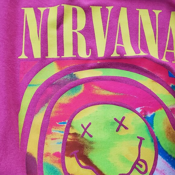 NIRVANA Bright Pink Sweatshirt Heavyweight Drop Shoulder Oversized Size L/XL - Picture 8 of 16